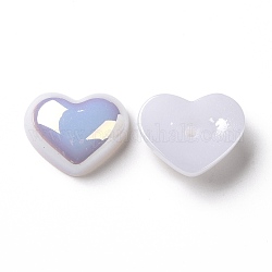 Perle d'imitation en plastique ABS, de couleur plaquée ab , cœur, blanc, 13x16x6mm, Trou: 1.4mm