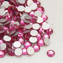Perle en verre de dos plat, Grade a, dos plaqué, facette, demi-rond, rose, 7.1~7.3mm, environ 288 pcs / sachet 