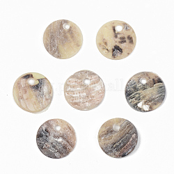 Encantos naturales de conchas de akoya, encantos de concha de nácar, plano y redondo, peachpuff, 9x1mm, agujero: 1.4 mm