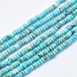 Brins de perles de jaspe impérial naturel, teinte, rondelle, bleu ciel, 4~4.5x2~3mm, Trou: 1.5mm, Environ 160 pcs/chapelet, 15.7 pouce (40 cm)
