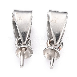 304 Stainless Steel Peg Bails Charms, for Half Drilled Beads, Stainless Steel Color, 11.5x4x4.5mm, Hole: 3.5x6mm, Pin: 1mm