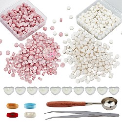 CRASPIRE DIY Wax Seal Stamp Kits, Including Sealing Wax Particles, Polyester Ribbon, Iron Spoon, 304 Stainless Steel Beading Tweezers, Paraffin Candles, Mixed Color, Sealing Wax Particles: 9mm, 2 colors, 180pcs/color, 360pcs/set