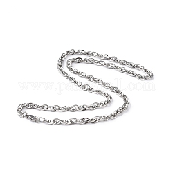 201 ожерелье из веревки из нержавеющей стали для мужчин и женщин, цвет нержавеющей стали, 20.28 дюйм (51.5 см)
