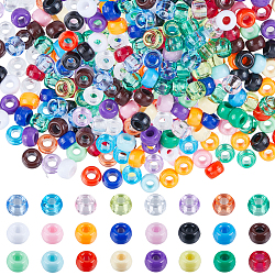 Sunnyclue 960 pièces 24 couleurs perles en plastique opaques, baril, couleur mixte, 9x6mm, Trou: 3.8mm, 40 pcs / couleur