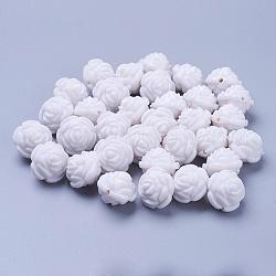 Opake Legierung Perlen, Blume, weiß, 16x16 mm, Bohrung: 1.8 mm, ca. 255 Stk. / 500 g