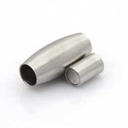 304 Magnetverschluss aus Edelstahl mit mattierter Oberfläche und Klebeenden, Fass, Edelstahl Farbe, 18x8 mm, Bohrung: 4 mm
