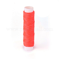 Cordon torsadé rond en polyester ciré, cordon micro macramé, pour les projets en cuir, reliure, rouge-orange, 0.55mm, environ 32 yards (30 m/rouleau)