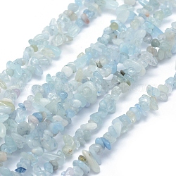Natural Aquamarine Beads Strands, Chip, 3~5mm, Hole: 0.6mm, about 33 inch(84cm)