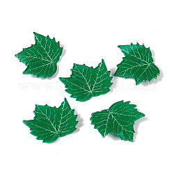 Pendentifs acryliques thème automne, pour la décoration de boucles d'oreilles bricolage, feuille d'érable, verte, 34x36x2mm, Trou: 1.6mm