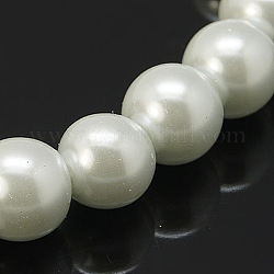 Perles en verre nacré, nacré, ronde, blanc, taille: environ 1mm de diamètre, Trou: 4~5mm, environ1 pcs / brin