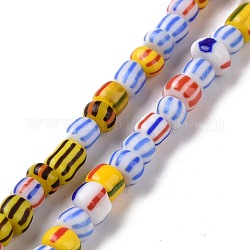 Opaque Handmade Lampwork Beads Strands, Rondelle, Colorful, 4.5~6.5x3.5~7mm, Hole: 1.2mm, about 102pcs/strand, 16.06''(40.8cm)