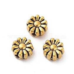Perline in lega stile tibetano,  cadmio& piombo libero, fiore, oro antico, 6x6x3.5mm, Foro: 1.4 mm