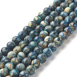 Fili di perle di diaspro imperiale naturale, tinto, tondo, dodger blu, 8~8.5mm, Foro: 1~1.2 mm, circa 47~48pcs/filo, 15.16 pollice (38.5 cm)