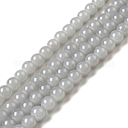 Imitation Jade Glass Beads Strands, Spray Painted, Round, Light Grey, 6mm, Hole: 1.3~1.6mm, about 133pcs/strand, 31.4 inch