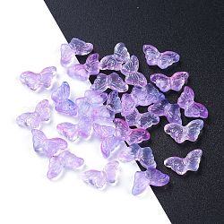 Гальванизируйте прозрачные стеклянные бусины, бабочка, фиолетовые, 14.5x8x3.5 мм, отверстие : 0.8 мм
