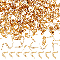 Unicraftale 100pcs goldene Perlenspitzen Edelstahl Calotte endet offen Clamshell Knotenabdeckungen umklappbare Perlenspitzen 1.5mm kleine Loch Endkappen für Knoten & Crimp Zubehör Handwerk 8x4mm