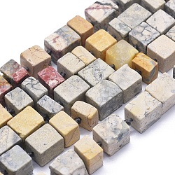 Piedra picasso natural / cuentas de jaspe picasso hebras, esmerilado, cuboides, 5~12x8~10x8~10mm, agujero: 0.8 mm, aproximamente 35~37 pcs / cadena, 15.7 pulgada ~ 16.1 pulgadas (40~41 cm)