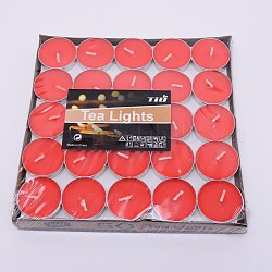 パラフィンキャンドル  香り付きキャンドル  フラットラウンドい形  パーティーアクセサリー  レッド  35mm  50個/箱