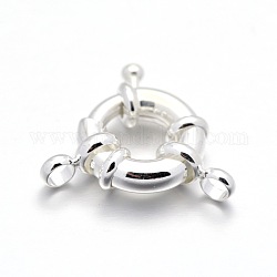 Fermagli per anelli elastici in ottone placcati in rack, placcati argento 925 euro, 13x5mm, Foro: 2 mm