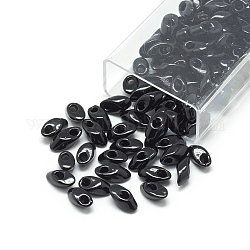 Miyuki lange Magatama Perlen, japanische Saatperlen, (lma401) undurchsichtig schwarz, 7x4 mm, Bohrung: 1 mm, ca. 3500 Stk. / Beutel, 450 g / Beutel