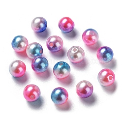 Cuentas de perlas de imitación de plástico ABS del arco iris, gradiente de perlas de sirena, redondo, azul real, 5.5~6x5~5.5mm, agujero: 1.5 mm, aproximamente 5000 unidades / 500 g