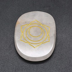 Cabochons de quartz rose naturel, ovale avec motif de chakra, 43~46x33~36x6~7mm
