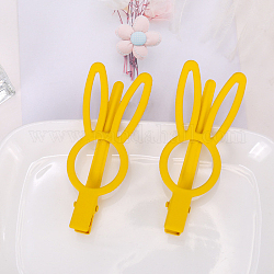 Spray Painted Alloy Alligator Hair Clips, Hair Barrettes, for Women and Girls, Rabbit, Gold, 74mm, about 10pcs/bag