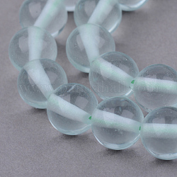 Pastèque verte perles de verre en pierre brins, ronde, 6~6.5mm, Trou: 1mm, Environ 63 pcs/chapelet, 15.5 pouce