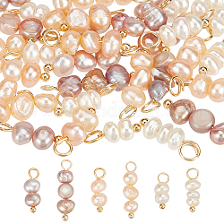 36Pcs 6 Styles Natural Cultured Freshwater Pearl Pendants, Round Charms, Mixed Color, 12~19x4~5x3~5mm, Hole: 2~3mm, 6pcs/style