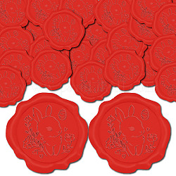 Craspire 100 pièces autocollants de sceau de cire adhésifs de pâques, décoration de sceau d'enveloppe, pour le cadeau de bricolage de scrapbooking d'artisanat, rouge, lapin, 30mm