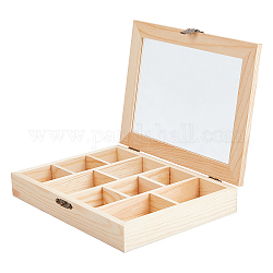 Aufbewahrungsbox aus Holz, mit Eisenhaken, Rechteck, rauchig, 20.5x15.5x4.5 cm (± 1 cm)