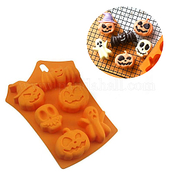 Halloween Theme, Food Grade Silicone Molds, Fondant Molds, For DIY Cake Decoration, Chocolate, Candy, UV Resin & Epoxy Resin Jewelry Making, Mixed Shapes, Random Single Color or Random Mixed Color, 230x173x24mm, Inner Diameter: 44~68x44~78mm