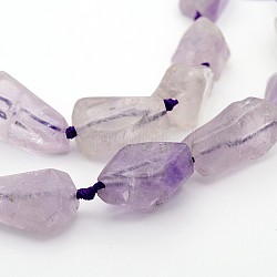 Natural Amethyst Nuggets Beads Strand, 28~37x18~24mm, Hole: 1mm, about 12pcs/strand, 15.7inch