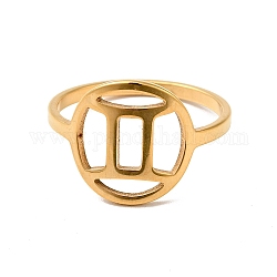 Placcatura ionica (ip) 201 anello da dito gemini costellazioni in acciaio inossidabile da donna, oro, misura degli stati uniti 6 3/4 (17.1mm)