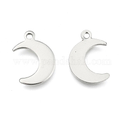 Crescent Moon Stainless Steel Charms Pendants, Stainless Steel Color, 15.5x10.5x1mm, Hole: 1mm
