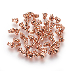 304 dado auricolare in acciaio inossidabile, schienali orecchino, oro roso, 5x5x6mm, Foro: 0.5 mm