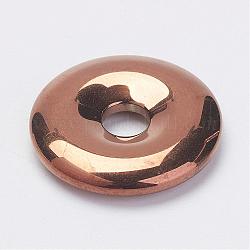 Colgantes de hematites sintético no magnéticos, donut / pi disc, Grado A, cobre recubierto, ancho de la rosquilla: 11.5 mm, 30x6mm, agujero: 7 mm