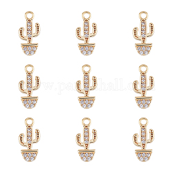 DICOSMETIC 10Pcs Crystal Cactus Charms Micro Pave Clear Cubic Zirconia Charms Rhinestone Plant Charms Gold Plated Tropical Summer Charms for Jewelry Making DIY Crafts, Hole: 1.5mm