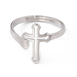 201 anello regolabile a croce scavato in acciaio inossidabile per donna, colore acciaio inossidabile, misura degli stati uniti 6 1/4 (16.7mm)