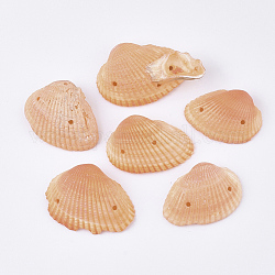 Meer Shell-Verbinder, gefärbt, Koralle, 23~40x17~30x7~13 mm, Bohrung: 1.5 mm, ca. 230 Stk. / 500 g