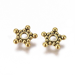 Perles de séparateur de style tibétain , sans plomb, étoiles du nord, Or antique, taille: environ 8.8mm de diamètre, Trou: 1.5mm