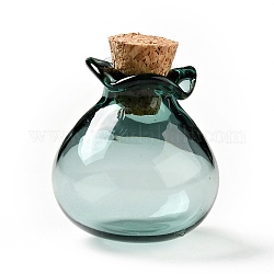 Adorno de botellas de corcho de vidrio con forma de bolsa de la suerte, vaso vacío deseando botellas, viales de diy para decoraciones colgantes, cian oscuro, 2.5 cm