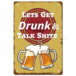 CREATCABIN Lets Get Drunk and Talk Shite Vintage Metal Tin Sign Retro Wall Art Decor House Plaque Poster for Home Bar Pub Garden Kitchen Coffee Garage Decoration 12 x 8 Inch