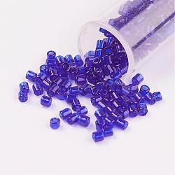 Perlas de vidrio de taladro redondo de dos-agujeros 11/0, hexágono, colores transparentes, añil, 2x2mm, agujero: 0.5 mm, aproximamente 41000 unidades / libra