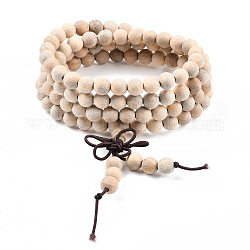 Articoli a duplice uso, stile avvolgente braccialetto buddista camphorwood gioielli di perline rotondo o collane, grano, 600mm