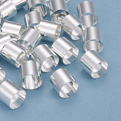 Brass Tube Beads, Long-Lasting Plated, Tube, 925 Sterling Silver Plated, 11x10mm, Hole: 10mm