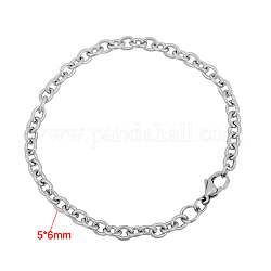 316 Surgical Stainless Steel Cable Chain Bracelets, with Lobster Claw Clasps, Stainless Steel Color, 7-7/8 inch(200mm), 5mm