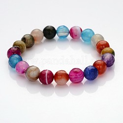 Facettierte natürliche Achat runde Perlen Kinder dehnen Armbänder, mit koreanischen elastischen Kristall Gewinde, Farbig, 43 mm