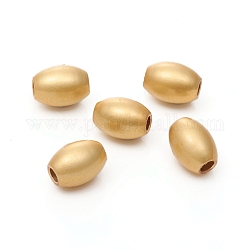 Perles en laiton, Plaqué longue durée, Style mat, riz, véritable 18k plaqué or, 8x6mm, Trou: 2mm