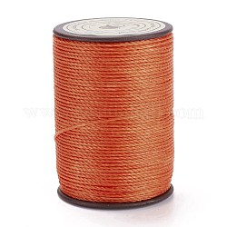 Runde gewachste Polyesterfadenschnur, Mikro-Makramee-Schnur, verdrillte Schnur, zum Nähen von Leder, orange rot, 0.8 mm, ca. 54.68 Yard (50m)/Rolle